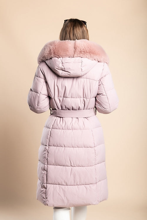 Quilted Jacket with Faux Fur, Pink