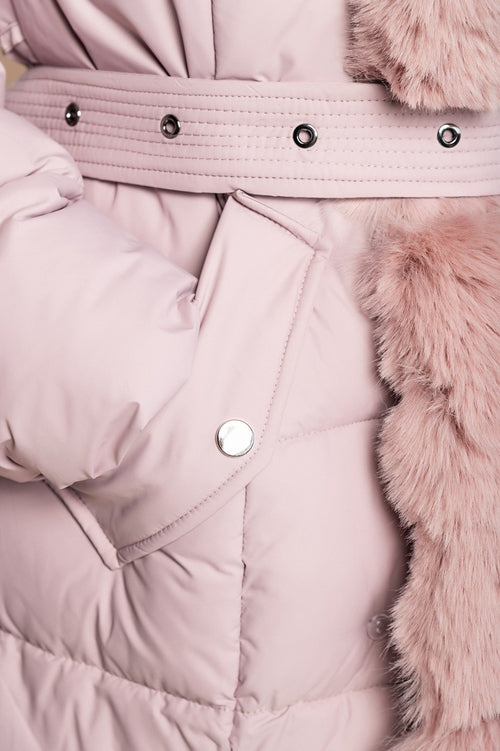 Quilted Jacket with Faux Fur, Pink
