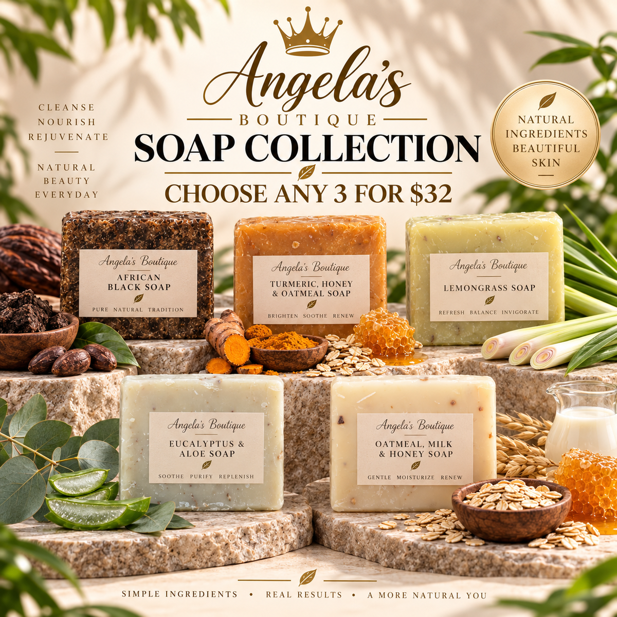 The Luxe Soap Trio- 3 bars for $32!!